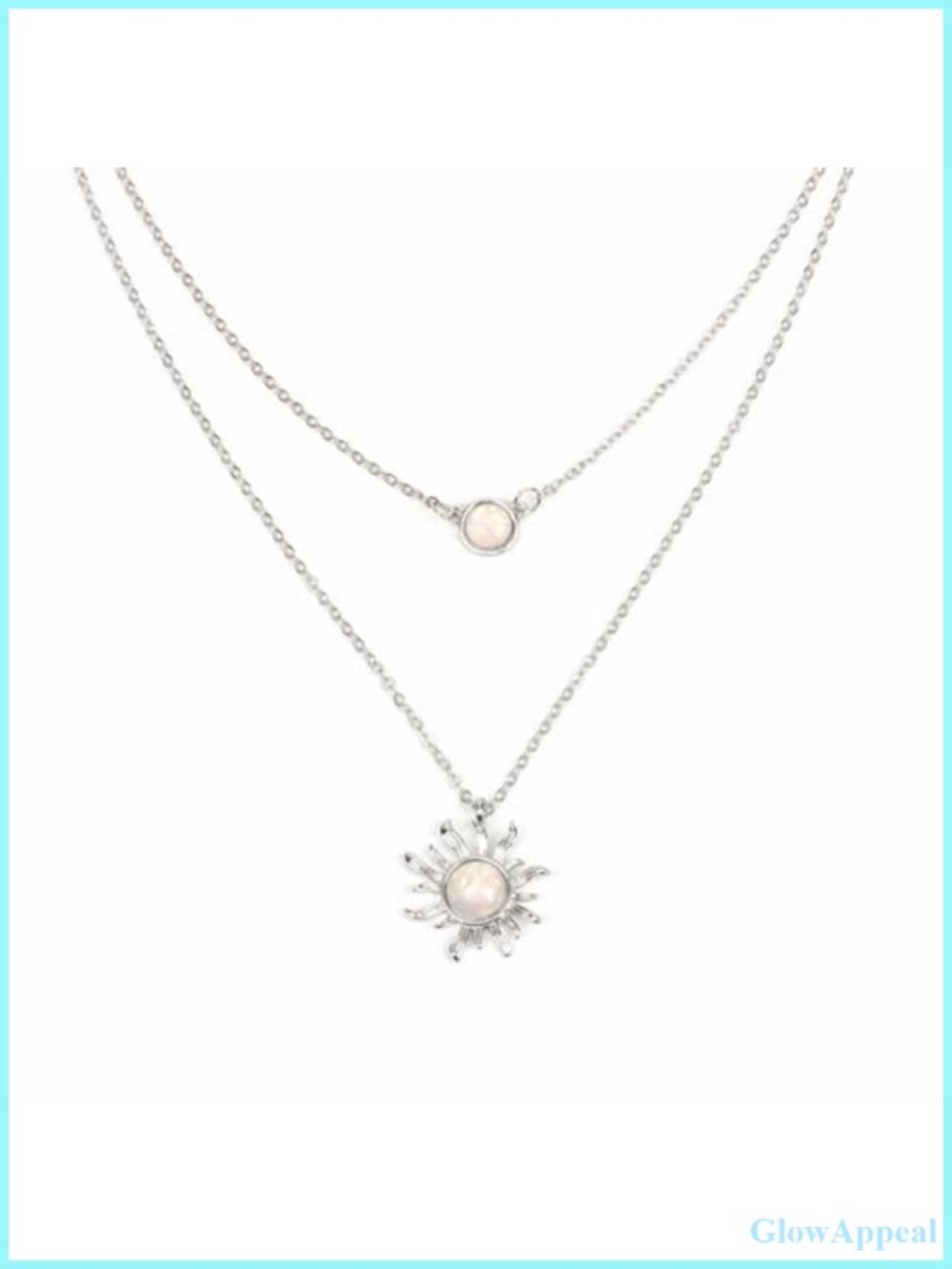 Opal Sun Moon Layered Pendant Necklace Gold Silver Plated Dainty Charm Choker